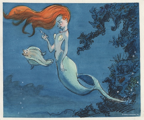 Glen Keane The Little Mermaid, 1989 Ariel and Flounder Concept art 
